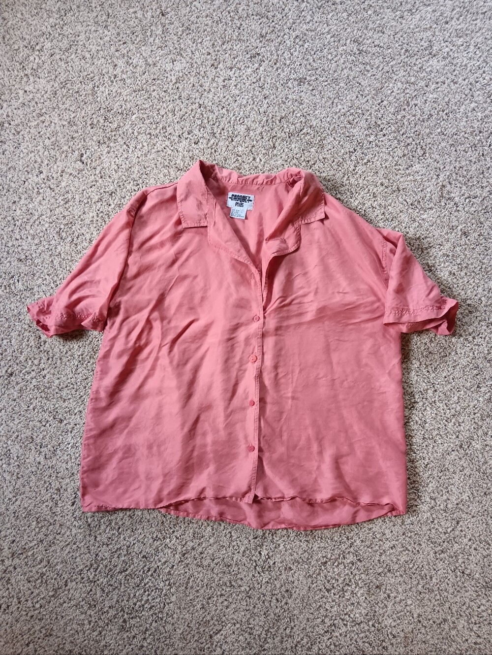 VTG Croquet Club 100% Silk Pink Shirt Womens 18/20 Plus Size Blouse Airy